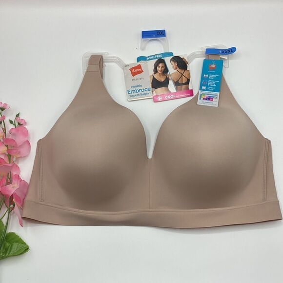 Hanes Signature Invisible Embrace Lightweight Smooth Support Wirefree Bra Sz 3XL - Picture 1 of 8